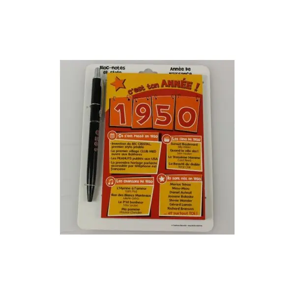 Bloc-notes et Stylo Année de naissance 1984