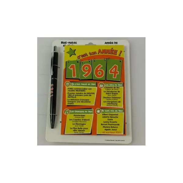 Bloc-notes et Stylo Année de naissance 1988