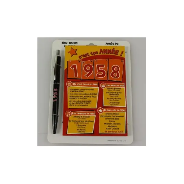 Bloc-notes et Stylo Année de naissance 1988