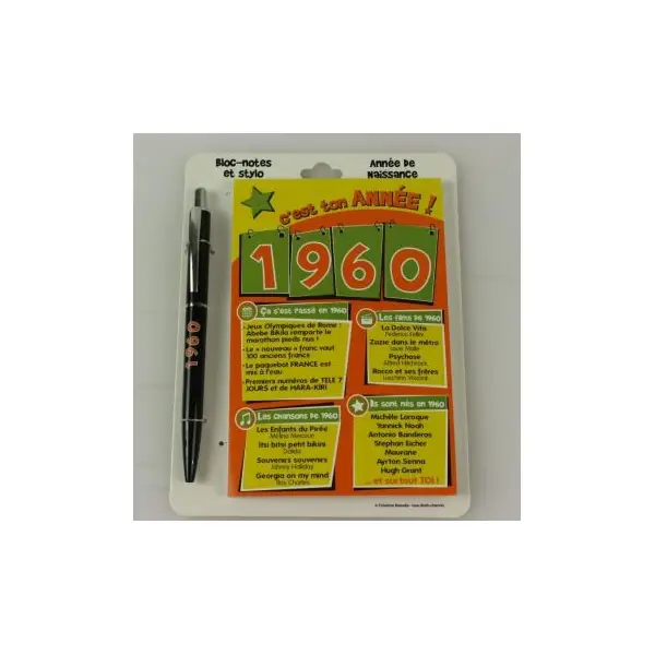 Bloc-notes et Stylo Année de naissance 1993