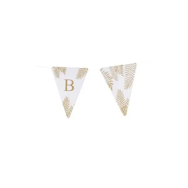 5 Fanions Blancs et Paillettes Or " B " - Fougère
