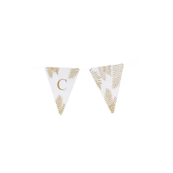 5 Fanions Blancs et Paillettes Or " C " - Fougère