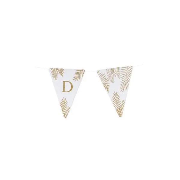 5 Fanions Blancs et Paillettes Or " D " - Fougère