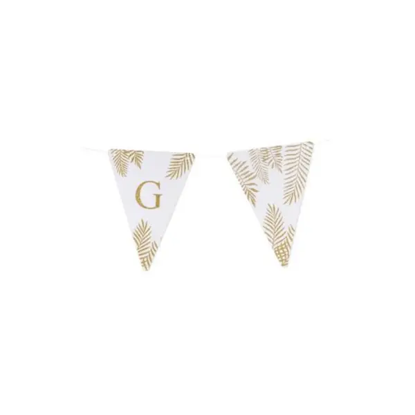 5 Fanions Blancs et Paillettes Or " G " - Fougère