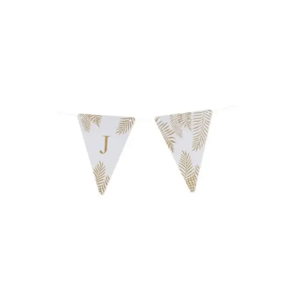 5 Fanions Blancs et Paillettes Or " J " - Fougère