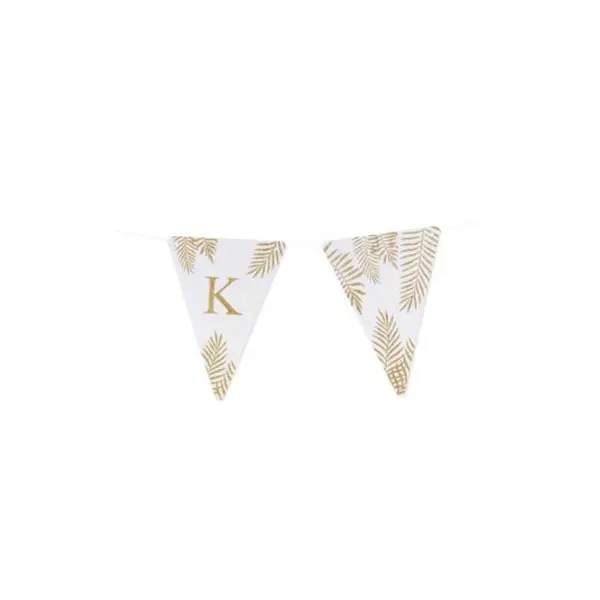 5 Fanions Blancs et Paillettes Or " K " - Fougère