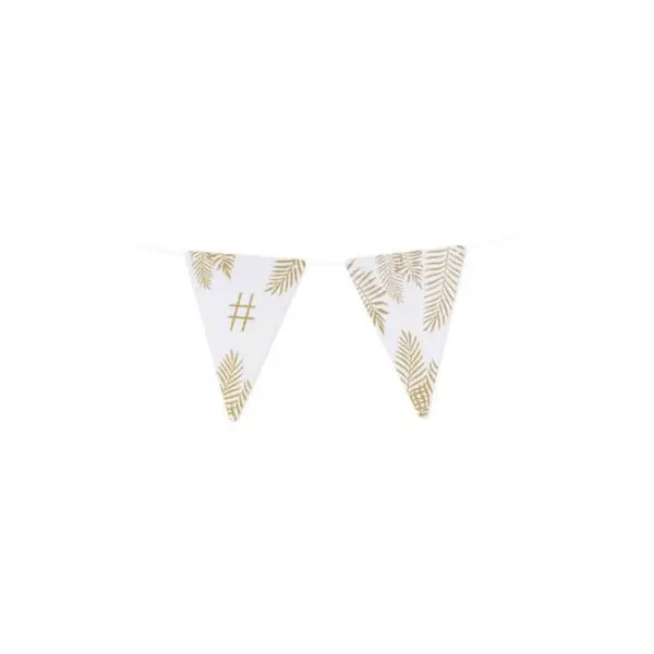 5 Fanions Blancs et Paillettes Or " N " - Fougère