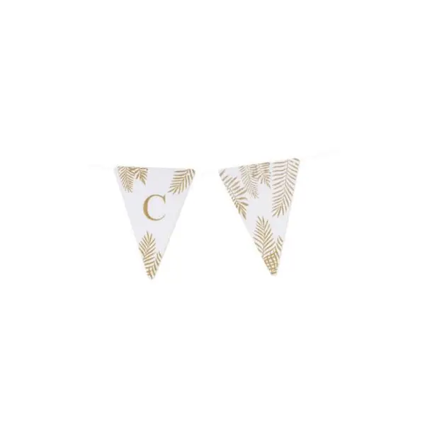 5 Fanions Blancs et Paillettes Or " N " - Fougère