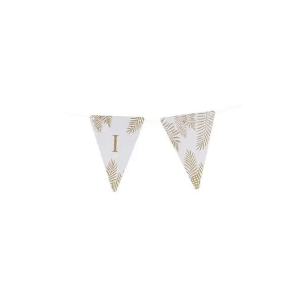 5 Fanions Blancs et Paillettes Or " N " - Fougère