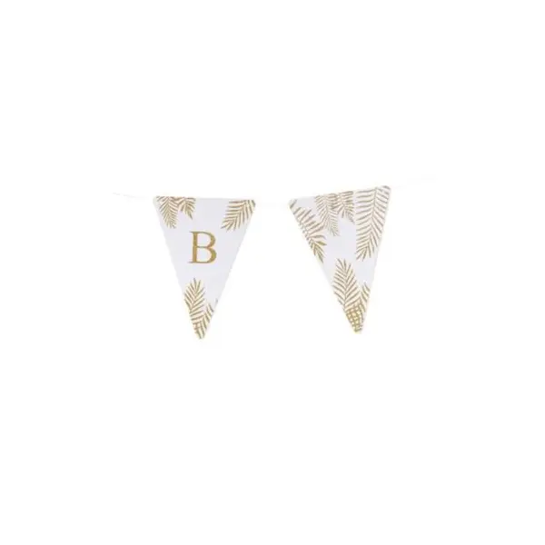 5 Fanions Blancs et Paillettes Or " N " - Fougère