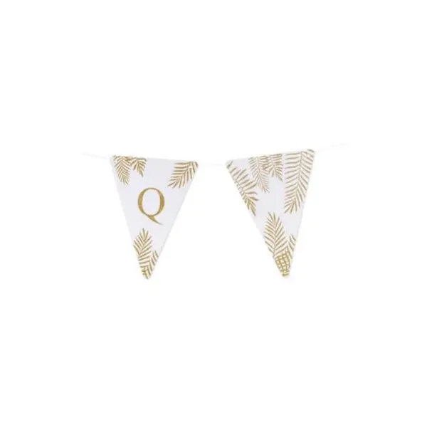 5 Fanions Blancs et Paillettes Or " Q " - Fougère