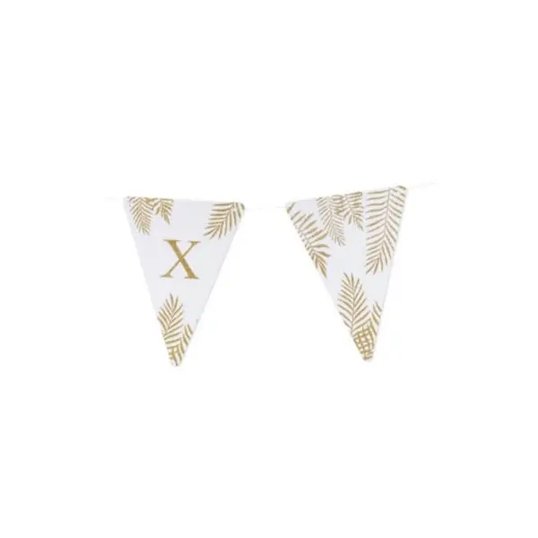 5 Fanions Blancs et Paillettes Or " X " - Fougère