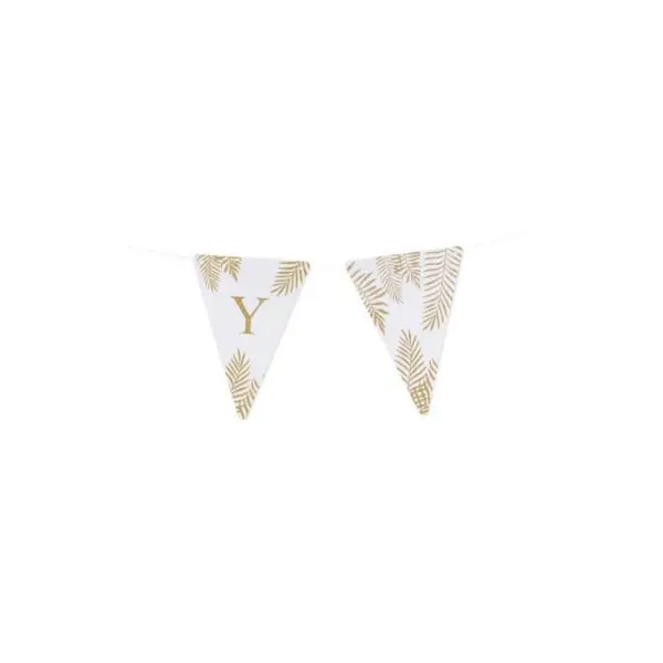 5 Fanions Blancs et Paillettes Or " Y " - Fougère
