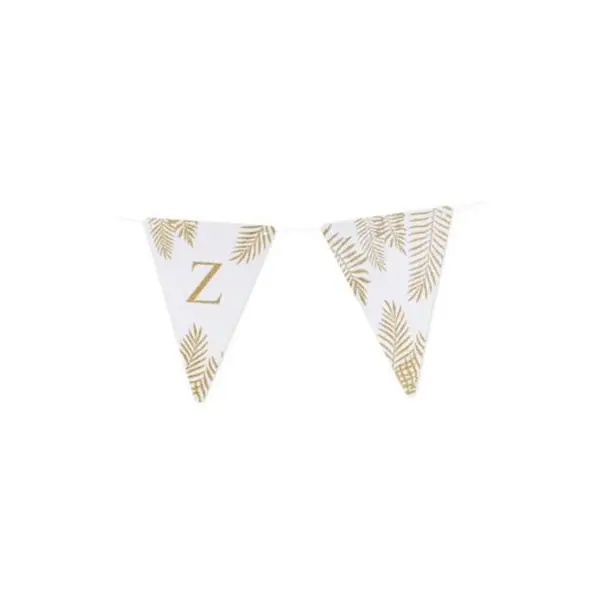 5 Fanions Blancs et Paillettes Or " Z " - Fougère