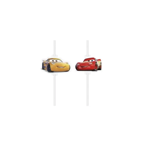 4 Pailles en papier - Médaillon - Disney/Pixar - Cars 3