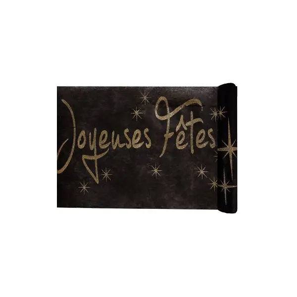 Chemin de Table "Joyeuses Fêtes" - Noir