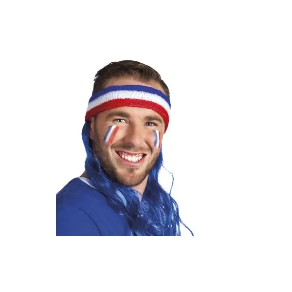 Bandeau Tricolore de Supporter Cheveux Bleus - France
