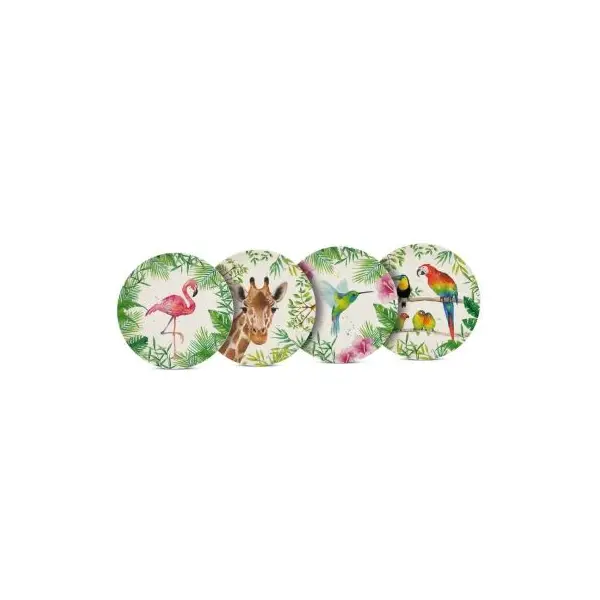 4 Assiettes en Bambou - Tropical