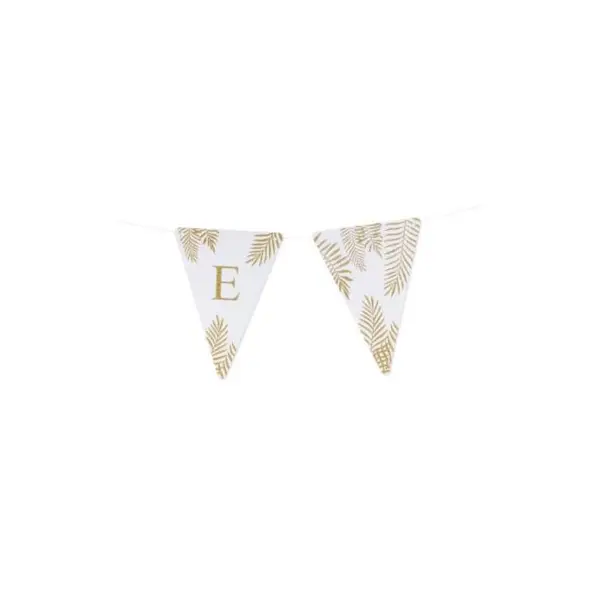 5 Fanions Blancs et Paillettes Or " E " - Fougère