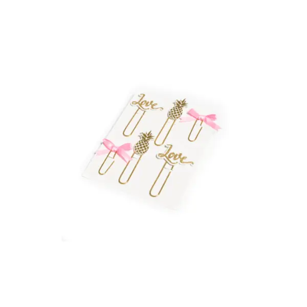 Sachet de 6 clips Amour - Or et Rose