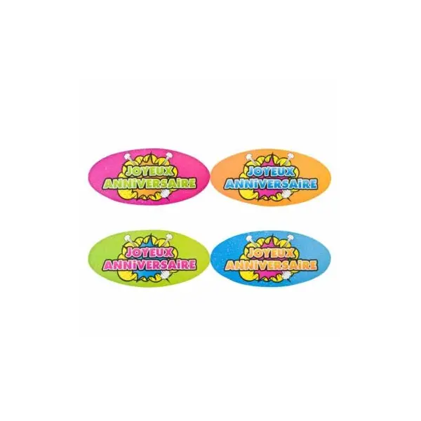 4 Stickers "Pop" repositionnables Joyeux Anniversaire