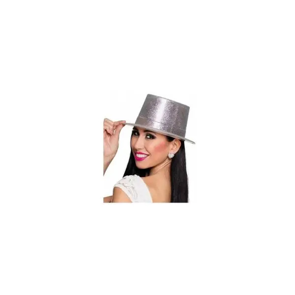 Chapeau en plastique à paillettes - Argent