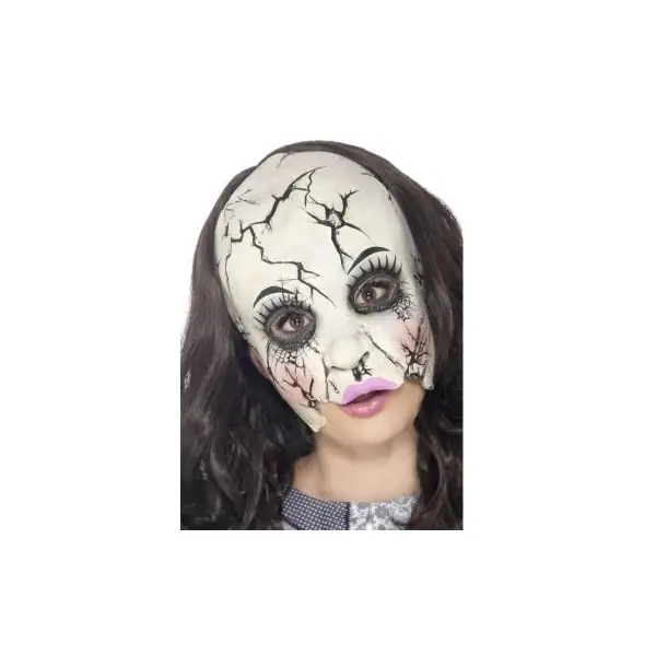 Demi Masque Latex Poupée en Porcelaine Cassée