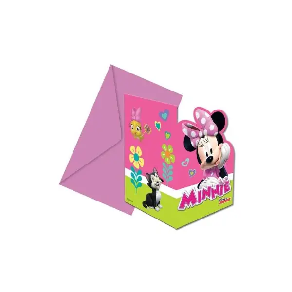 6 Cartes d'Invitation + Enveloppes - Minnie Mouse de Disney Junior