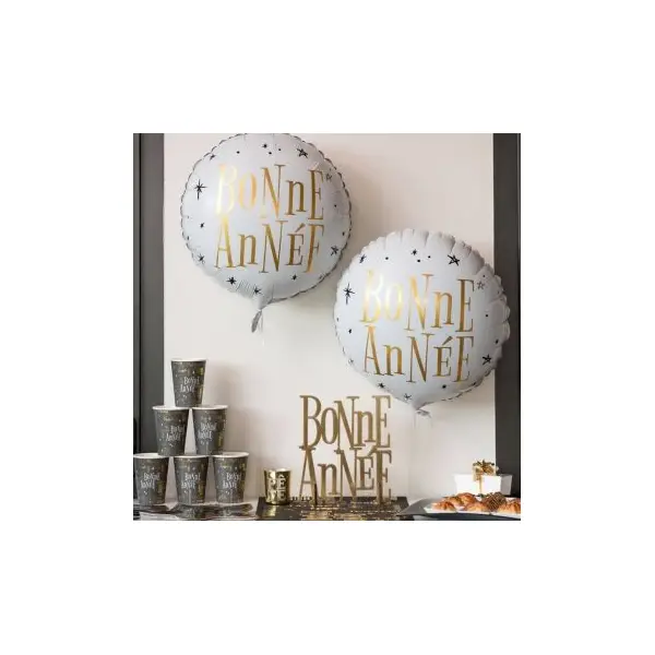 12 serviettes en papier " Happy New Year - Blanc & Or