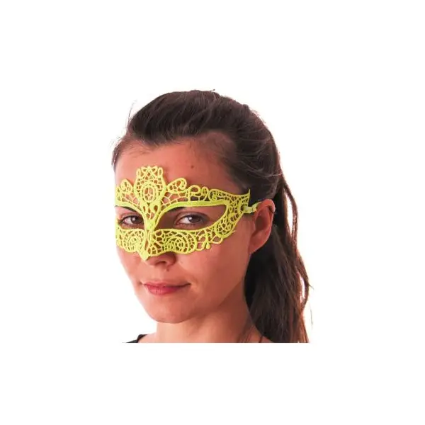 Loup en Tissu Dentelle - Jaune Fluo