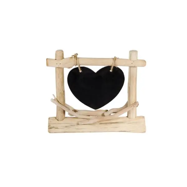 Centre de table ardoise coeur en bois