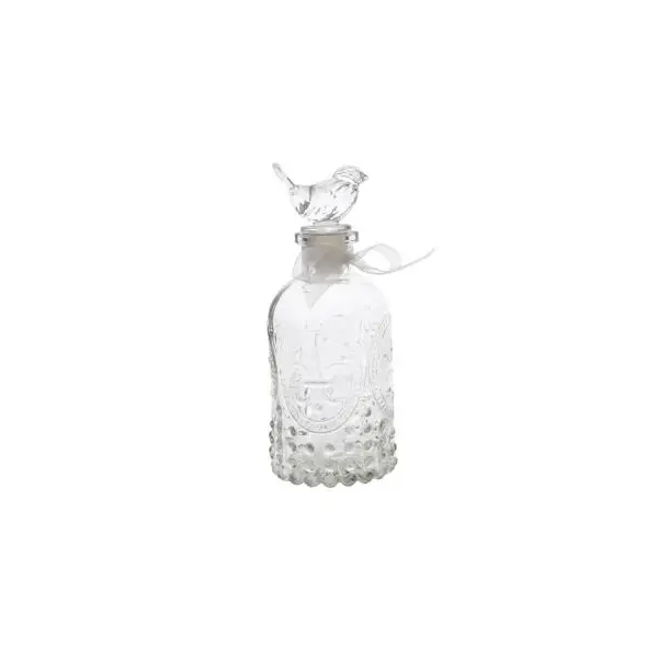 Carafe en verre transparent avec bouchon oiseau