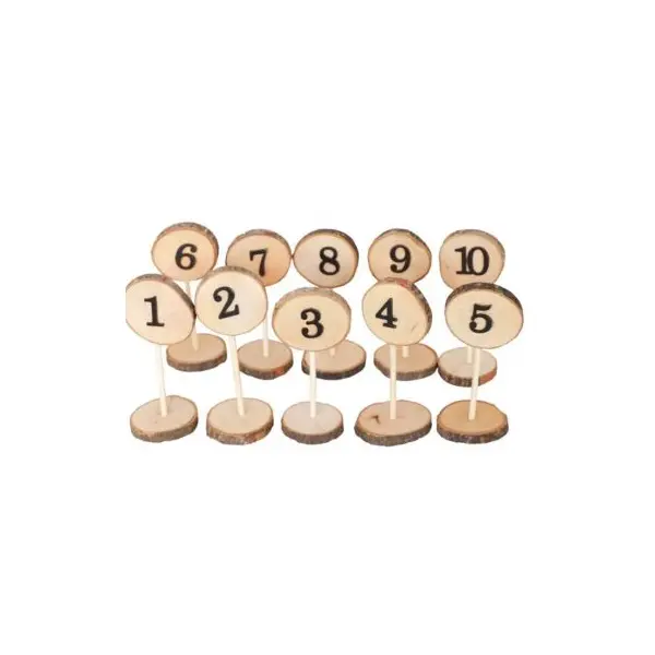 10 Marque Table Rondins en Bois avec Chiffre