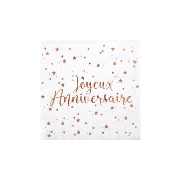 10 Gobelets Joyeux Anniversaire - Métal Rose Gold