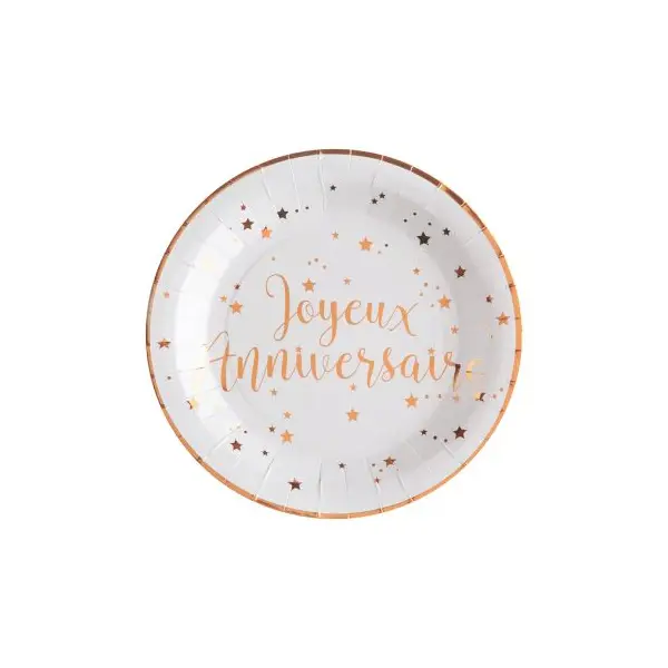 10 Gobelets Joyeux Anniversaire - Métal Rose Gold