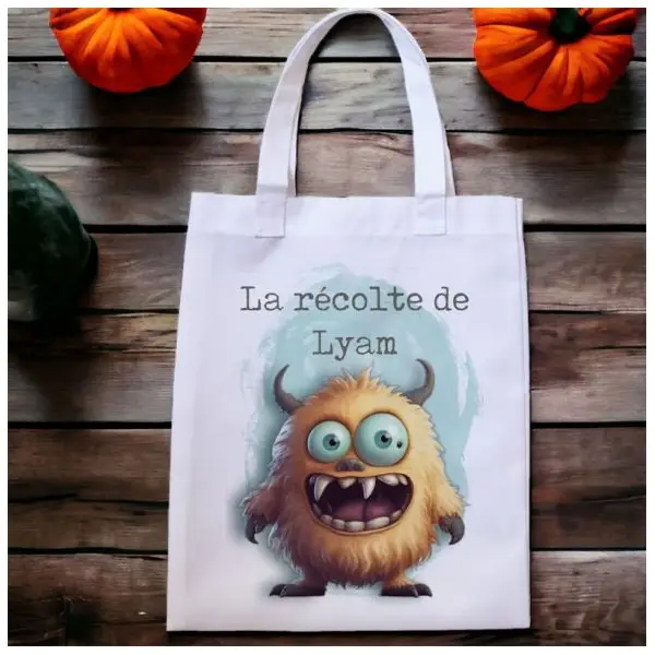 Tote bag enfant personnalisé Monstre halloween
