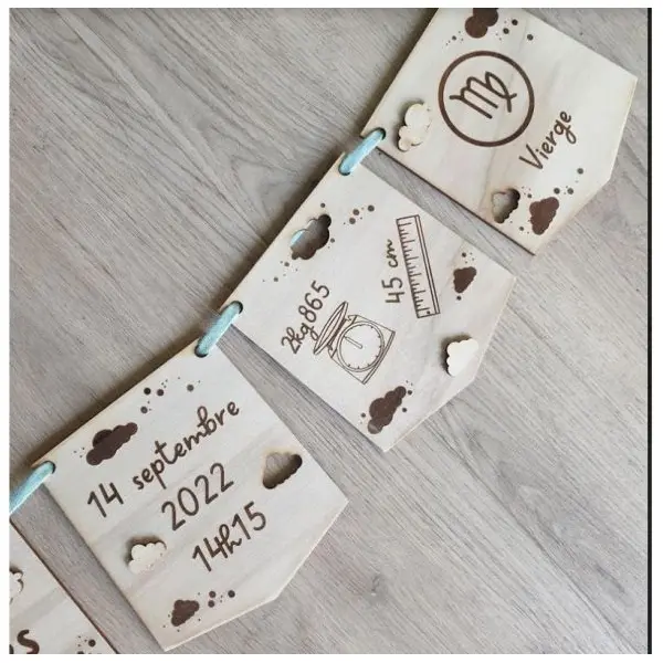 Bannière naissance en bois personnalisée