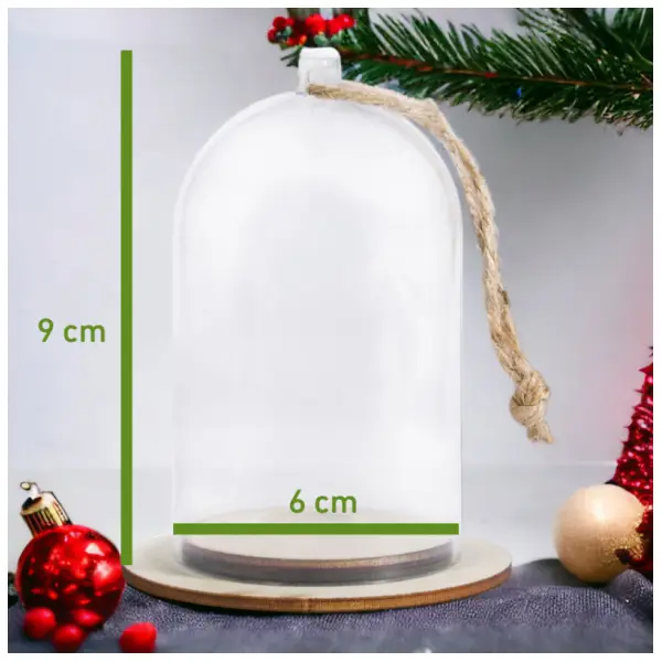 Décoration sapin Cloche transparente, avec étoiles et initiales de la famille