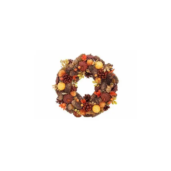 Couronne d'automne pour porte (en pommes de pin)