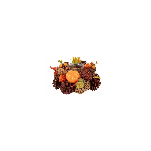 Bougeoir d'automne en pommes de pin