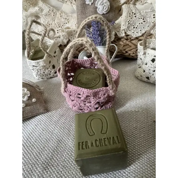* panier miniature * coton rose