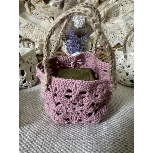 * panier miniature * coton rose