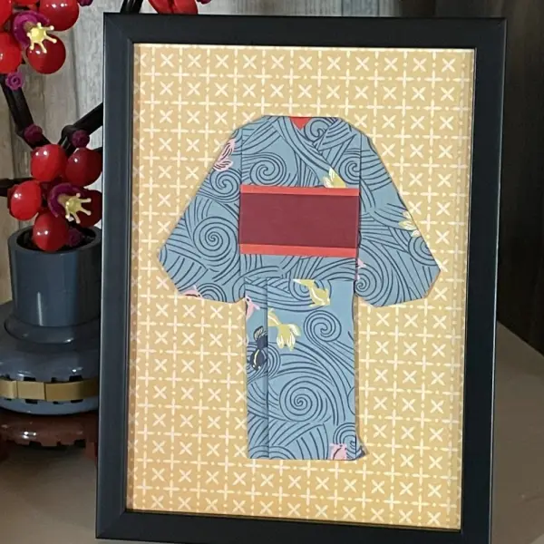 Cadre déco origami kimono carpes koi