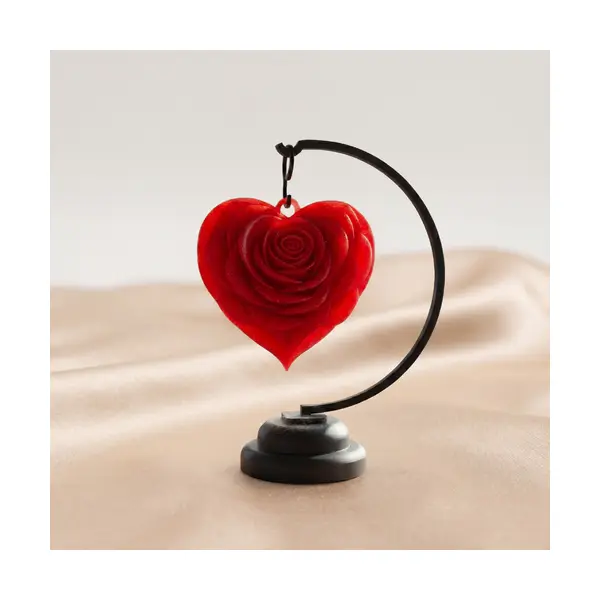 Cœur suspendu 3d forme rose - décoration romantique rouge - fait main