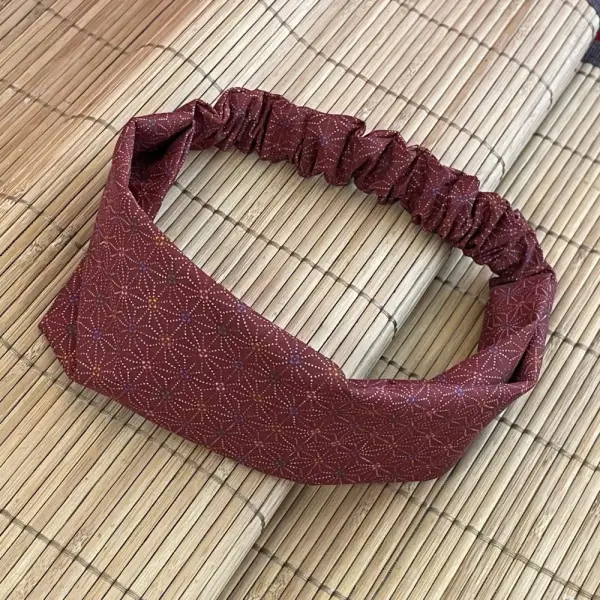 Bandeau pour cheveux bordeaux petits motifs