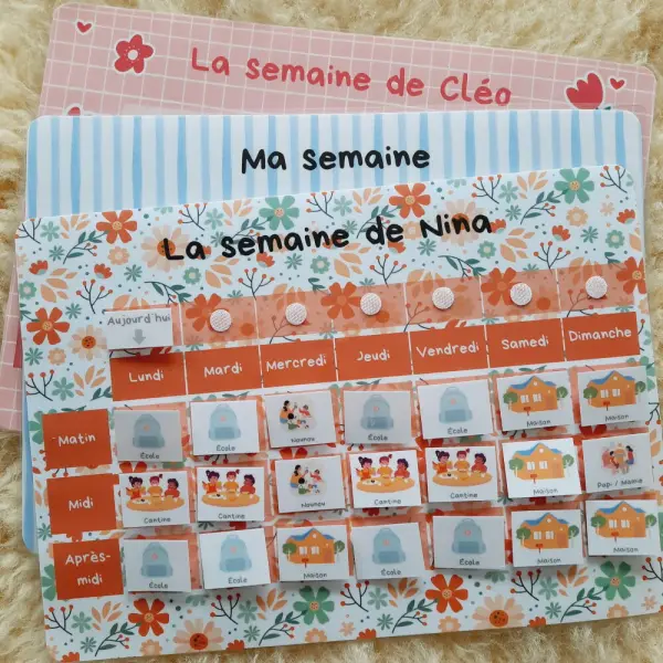 Semainier simplifié a4 enfant matin, midi, après-midi – personnalisable selon les besoins de l’enfant
