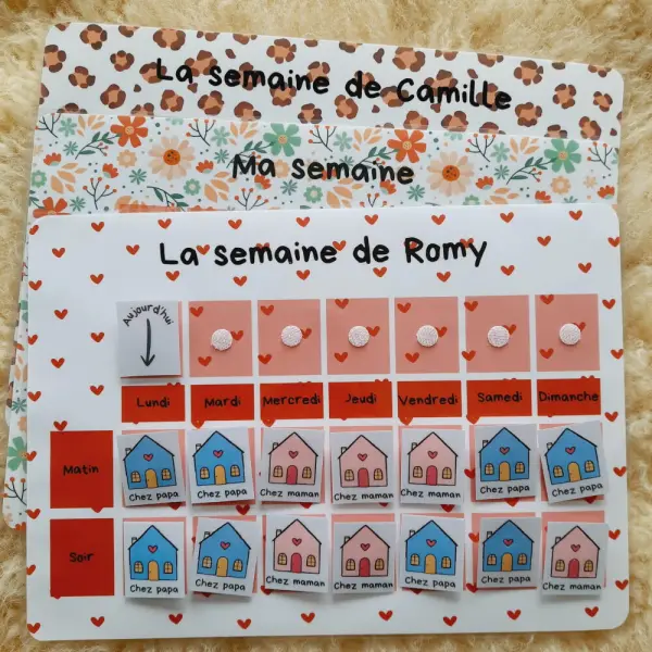 Planning garde alternée a4 matin, soir – semainier garde alternée - personnalisable selon les besoins de l’enfant