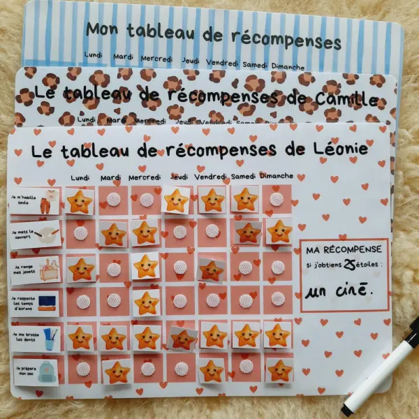 Tableau des récompenses – tableau de motivation avec consignes personnalisables