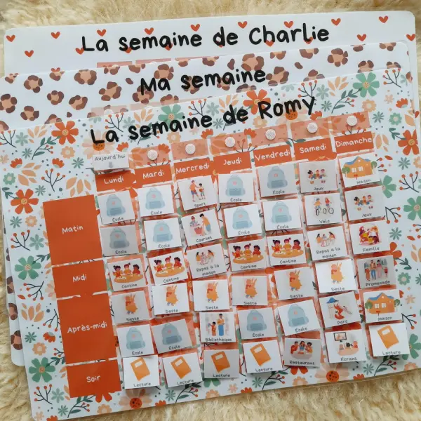 Semainier enfant grand format a3 / calendrier enfant/ ma semaine / organisation / planning a3 / se repérer dans la semaine