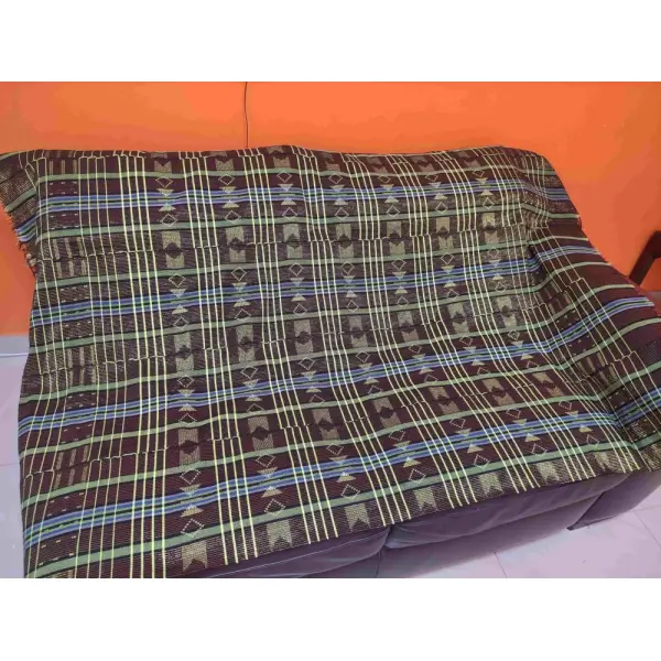 Manjak-002 - dessus de canapé en pagne manjak tissé vert (152*158cm)